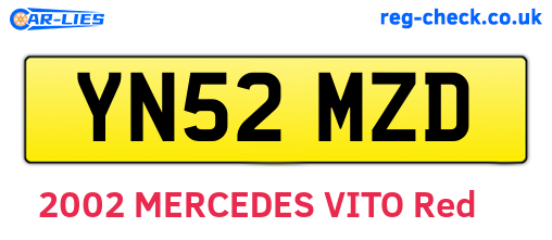 YN52MZD are the vehicle registration plates.