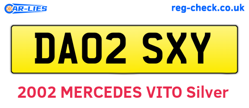 DA02SXY are the vehicle registration plates.
