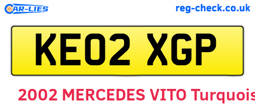 KE02XGP are the vehicle registration plates.