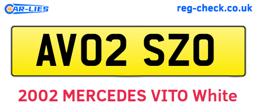 AV02SZO are the vehicle registration plates.