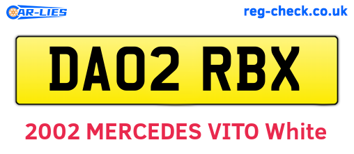DA02RBX are the vehicle registration plates.