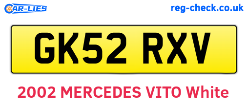 GK52RXV are the vehicle registration plates.
