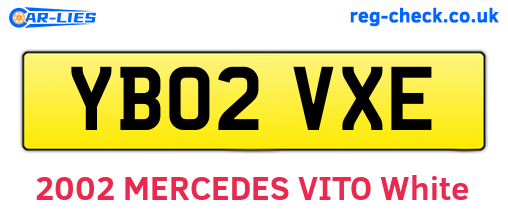 YB02VXE are the vehicle registration plates.