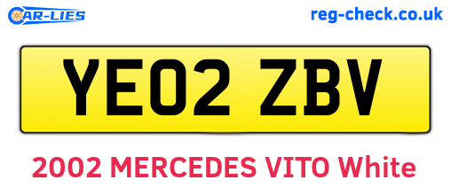 YE02ZBV are the vehicle registration plates.