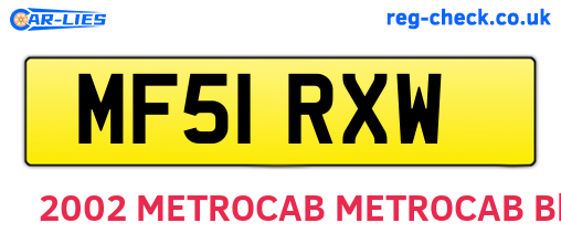 MF51RXW are the vehicle registration plates.