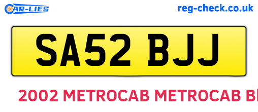 SA52BJJ are the vehicle registration plates.