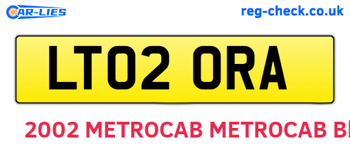 LT02ORA are the vehicle registration plates.