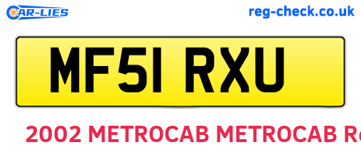 MF51RXU are the vehicle registration plates.