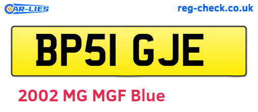 BP51GJE are the vehicle registration plates.