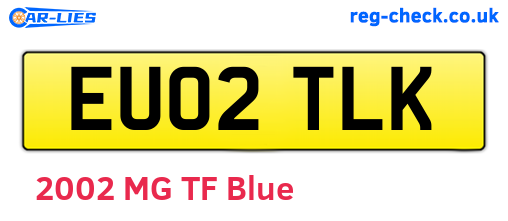 EU02TLK are the vehicle registration plates.