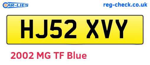HJ52XVY are the vehicle registration plates.
