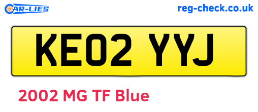 KE02YYJ are the vehicle registration plates.
