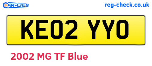 KE02YYO are the vehicle registration plates.