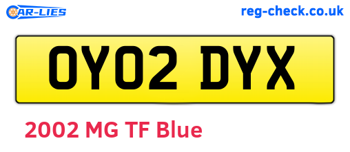 OY02DYX are the vehicle registration plates.