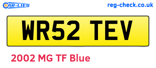WR52TEV are the vehicle registration plates.