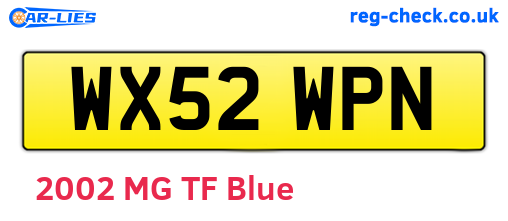 WX52WPN are the vehicle registration plates.