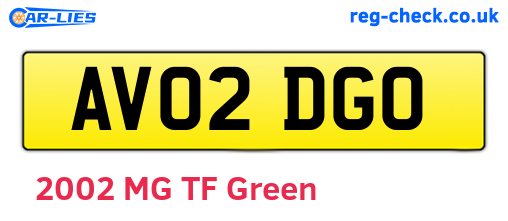AV02DGO are the vehicle registration plates.