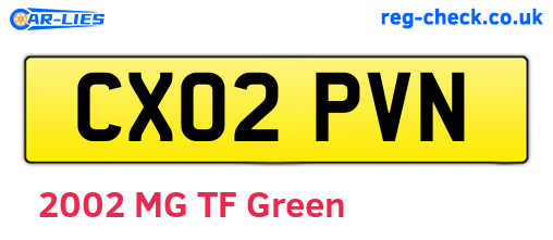CX02PVN are the vehicle registration plates.