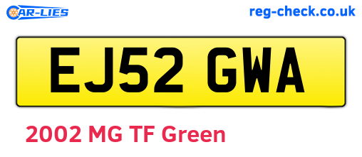 EJ52GWA are the vehicle registration plates.