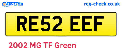RE52EEF are the vehicle registration plates.