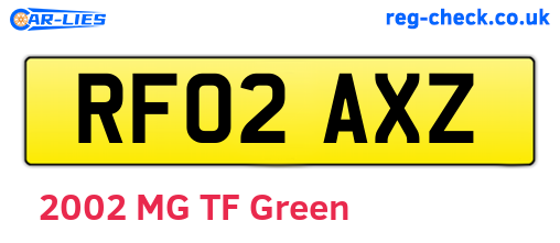 RF02AXZ are the vehicle registration plates.