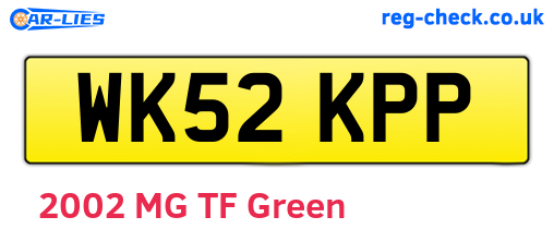 WK52KPP are the vehicle registration plates.