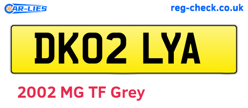 DK02LYA are the vehicle registration plates.