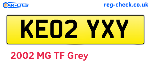 KE02YXY are the vehicle registration plates.
