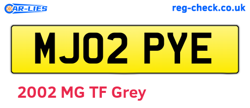 MJ02PYE are the vehicle registration plates.