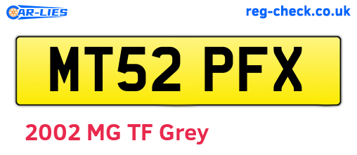 MT52PFX are the vehicle registration plates.