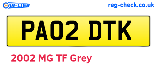 PA02DTK are the vehicle registration plates.