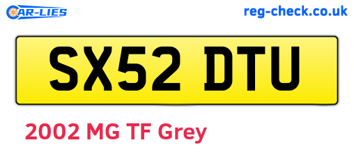 SX52DTU are the vehicle registration plates.