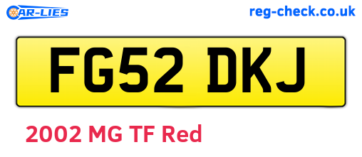 FG52DKJ are the vehicle registration plates.