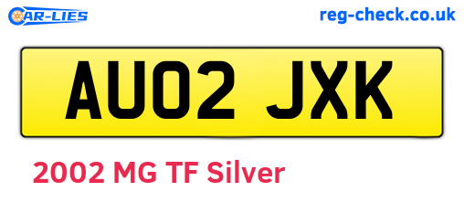 AU02JXK are the vehicle registration plates.