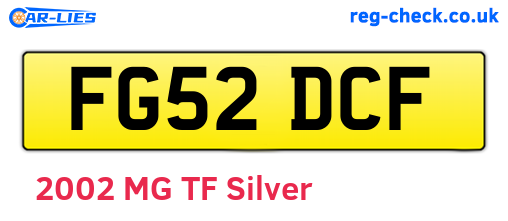 FG52DCF are the vehicle registration plates.