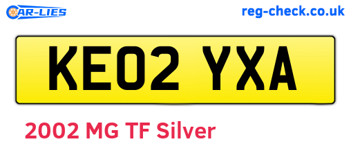 KE02YXA are the vehicle registration plates.