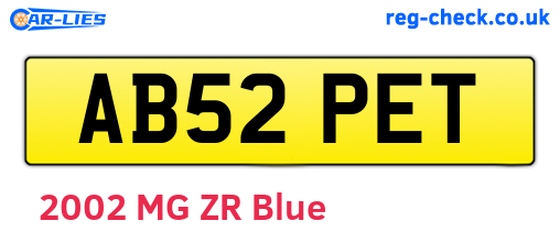 AB52PET are the vehicle registration plates.