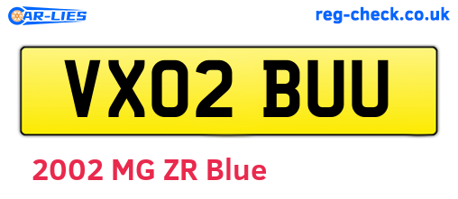 VX02BUU are the vehicle registration plates.
