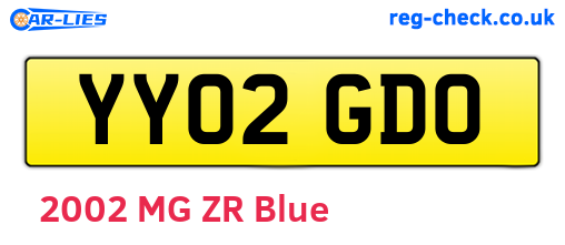 YY02GDO are the vehicle registration plates.