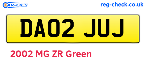 DA02JUJ are the vehicle registration plates.
