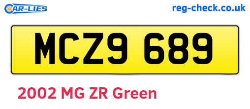 MCZ9689 are the vehicle registration plates.
