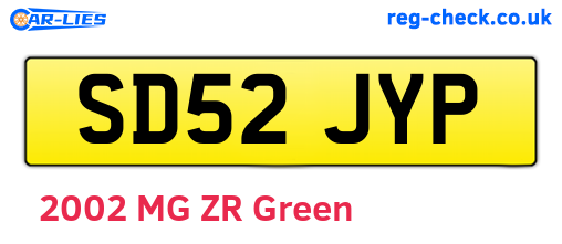 SD52JYP are the vehicle registration plates.