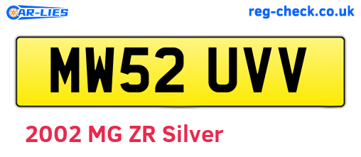 MW52UVV are the vehicle registration plates.