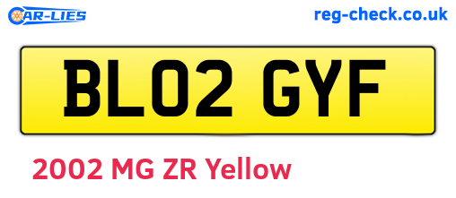 BL02GYF are the vehicle registration plates.