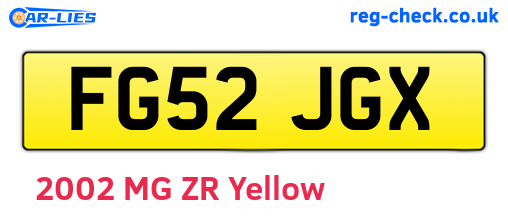 FG52JGX are the vehicle registration plates.