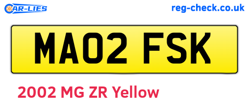 MA02FSK are the vehicle registration plates.