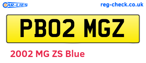 PB02MGZ are the vehicle registration plates.