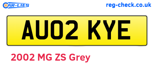 AU02KYE are the vehicle registration plates.