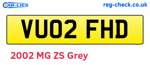 VU02FHD are the vehicle registration plates.
