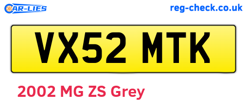 VX52MTK are the vehicle registration plates.